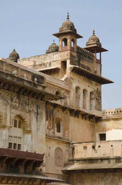 Vue Intérieure Raj Mahal Complexe Orchha Palace Fort Orchha Madhya — Photo