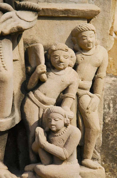 Nandi Mandapa Ídolo Esculpido Parede Externa Grupo Ocidental Khajuraho Madhya — Fotografia de Stock