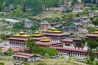 Orta görünüm Kral'ın Sarayı. Dechencholing Palace.Thimphu da bilinir. Birleşik Arap Emirlikleri 