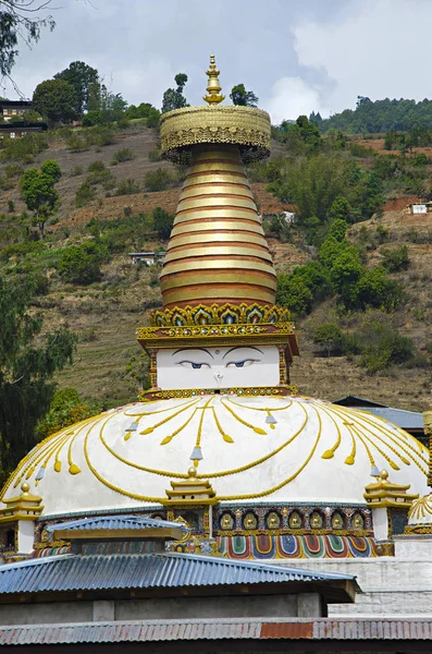 Pequenos Acordes Memorial Com Olhos Pintados Nele Caminho Dzong Punakha — Fotografia de Stock