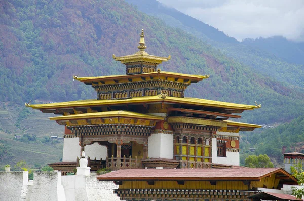 Pungtang Dechen Photrang Dzong Дворец Великого Блаженства Вход Административный Центр — стоковое фото