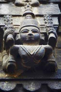 Yaksha dwarpala, Trishund Ganapati Tapınağı, Pune, Maharashtra, Hindistan oyma put