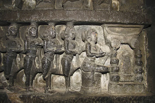 Carved idol, Inner view of Bhuleshwar Temple, Pune, Maharashtra India