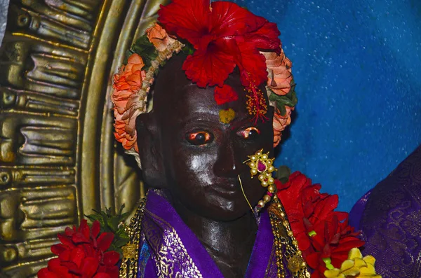 Ídolo Rakhumai Antiguo Templo Mahuli Sangam Satara Maharashtra India — Foto de Stock