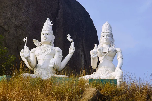 湿婆勋爵和帕瓦蒂, Bhadrakali 寺, 瓦兰加尔, 特兰伽纳 — 图库照片