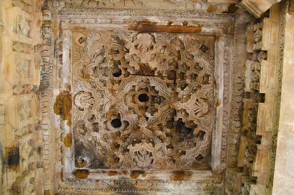 Templo Vishwanath Interior Del Templo Techo Tallado Grupo Occidental Khajuraho — Foto de Stock