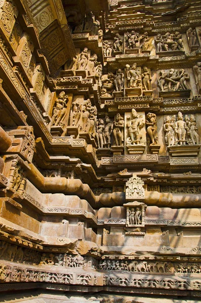Templo Vishwanath Panel Con Esculturas Eróticas Western Group Khajuraho Madhya —  Fotos de Stock