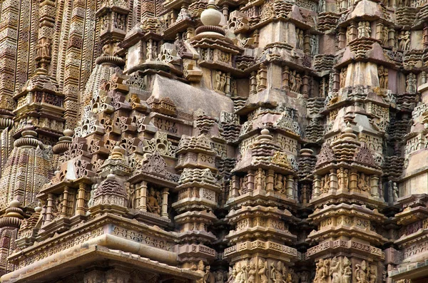 KANDARIYA MAHADEV TEMPLE, Carved entrance top with deities in niches and spires of shikara, Western Group, Khajuraho, Madhya Pradesh, India, UNESCO World Heritage Site