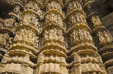 Kandariya Mahadev Tapınağı, Platform - heykel, Batı grubu, Khajuraho, Madhya Pradesh, Hindistan, Unesco Dünya Mirası