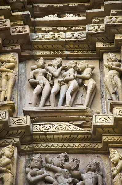 Kandariya Světlana Temple Jižní Zdi Horní Panel Pár Mithuna Západní — Stock fotografie