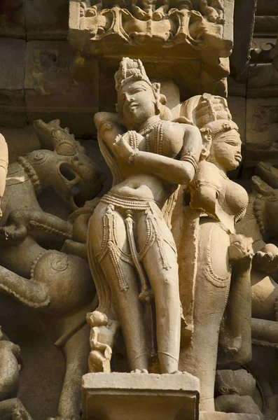 Vamana Tempel Muur Sculpturen Close Oost Group Khajuraho Madhya Pradesh — Stockfoto