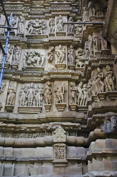 Erotické Sochy Mandapa Zdi Vishwanath Temple Západní Skupina Chrámů Khajuraho — Stock fotografie