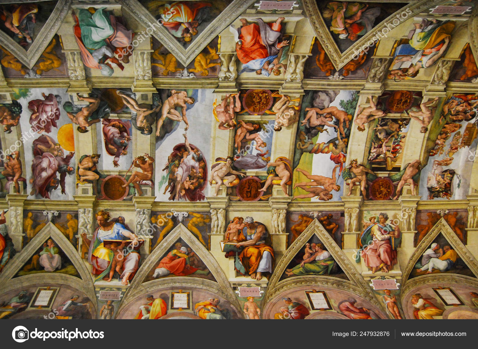 Sistine Chapel Ceiling Vatican City Italy Stock
