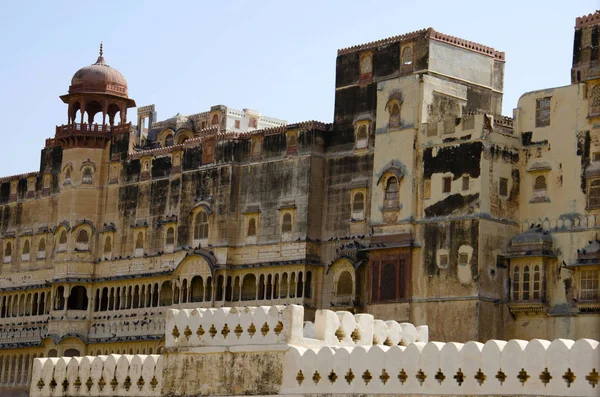 Decoratieve buitenmuur van Junagarh Fort, Bikaner, Rajasthan, India. — Stockfoto