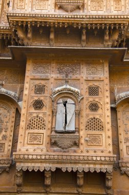 Patwon ki Haveli, Jaisalmer, Rajasthan, Hindistan Dekoratif dış görünümü.