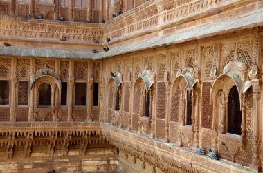 Mehrangarh veya mehmet kale iç duvarı, Jodhpur, Rajasthan, Hindistan.