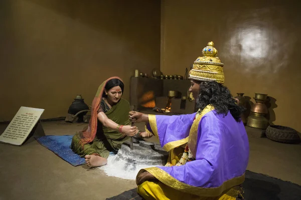 Sant Janabai en Vitthal, Hadshi tempel, Sant Darshan Museum in de buurt van tikona Vadgoan Maval, district Pune, Maharashtra, India — Stockfoto