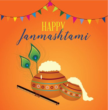 Krishna Jamashtami festivali için tebrik kartı.