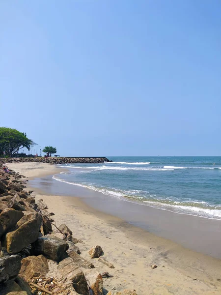 Vista Praia Fort Kochi Longo Mar Arábico Kerala Índia — Fotografia de Stock