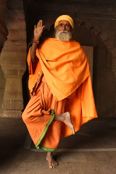 Mrt 2019 Pune Maharashtra India Indiase Sadhu Monnik Staan Een — Stockfoto