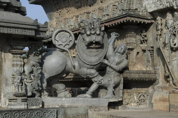 Резные Скульптуры Внешней Стене Комплекса Храма Ченнакешава Индуистский Храм Xii — стоковое фото