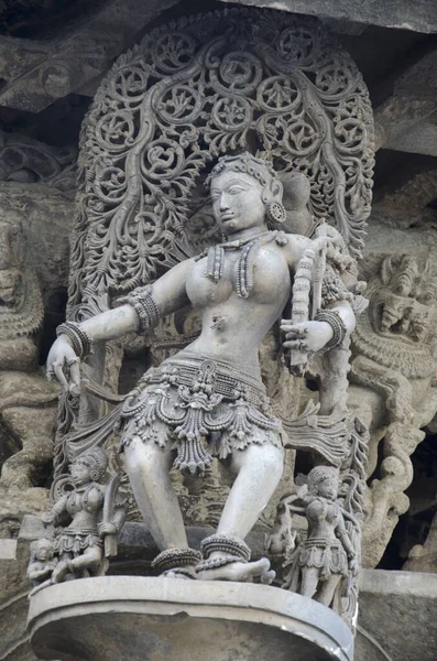 Χαραγμένα Γλυπτά Στον Εξωτερικό Τοίχο Του Συγκροτήματος Chennakeshava Temple Ινδουιστικός — Φωτογραφία Αρχείου