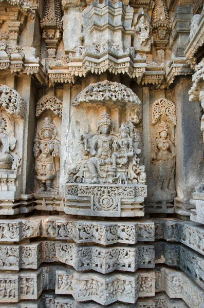 Idoles Sculptées Sur Temple Chennakesava Est Temple Hindou Vaishnava Somanathapura — Photo