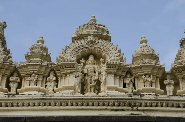 Ídolos Esculpidos Parede Exterior Templo Ranganathaswamy Srirangapatna Karnataka Índia — Fotografia de Stock