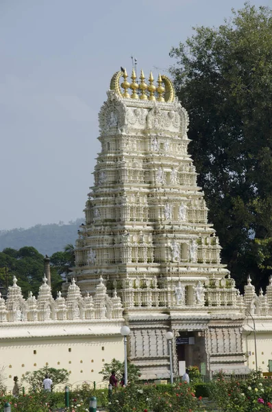 Temple Sculpté Dans Palais Mysore Est Palais Historique Une Résidence — Photo