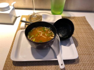 Stockholm, İsveç 'te yolcu gemisinde tofu çorbası.