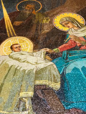 St. Petersburg, Rusya - 13 Ağustos 2019: Mozaikler ve Tablolar, iç mekan, Kurtarıcımız Kilisesi Kan Döküyor