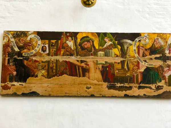 德国罗斯托克 2019年8月10日 圣母玛利亚教堂耶稣基督内部绘画观 — 图库照片