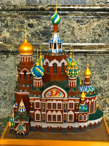 San Petersburgo Rusia Ago 2019 Modelo Escala Iglesia Nuestro Salvador — Foto de Stock