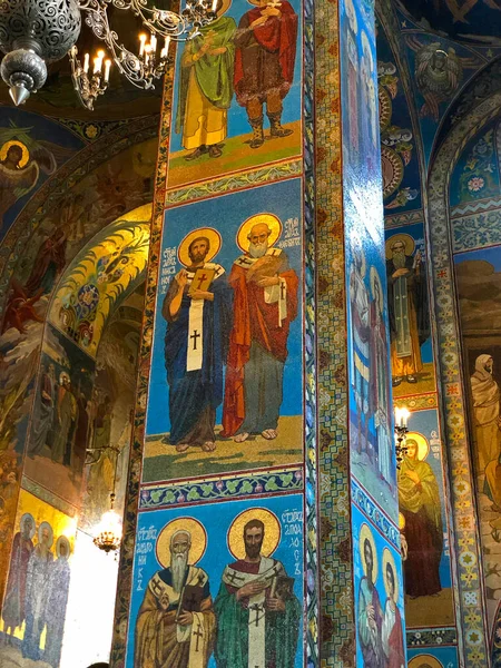 Sint Petersburg Rusland Aug 2019 Mozaïeken Schilderijen Interieur Kerk Van — Stockfoto