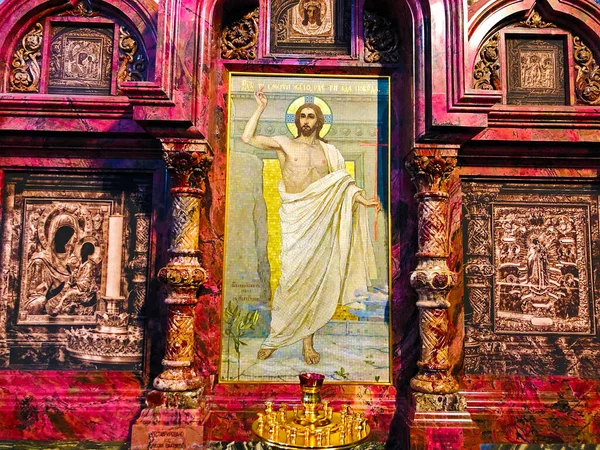 Sankt Petersburg Ryssland Aug 2019 Jesus Kristus Ikon Mosaik Interiör — Stockfoto