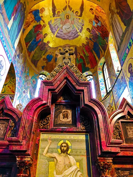 San Petersburgo Rusia Agosto 2019 Jesucristo Icono Mosaico Pintura Techo —  Fotos de Stock