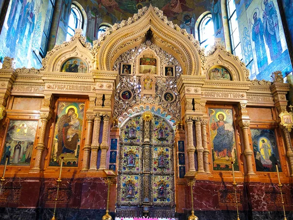 San Petersburgo Rusia Ago 2019 Altar Mayor Iconostasis Jesús María — Foto de Stock