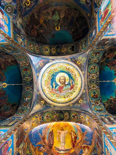 Petersburg Russia 13Th Aug 2019 Central Dome Christ Pantocrator Mosaic — Stock Photo, Image