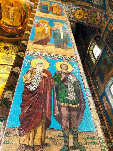 San Petersburgo Rusia Ago 2019 Mosaicos Pinturas Interior Iglesia Nuestro —  Fotos de Stock