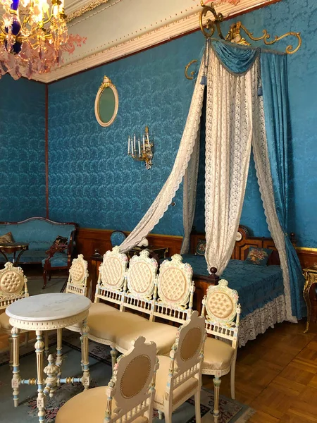 August 2019 Petersburg Russia Blue Room Bed Furniture Yusupov Palace — 스톡 사진