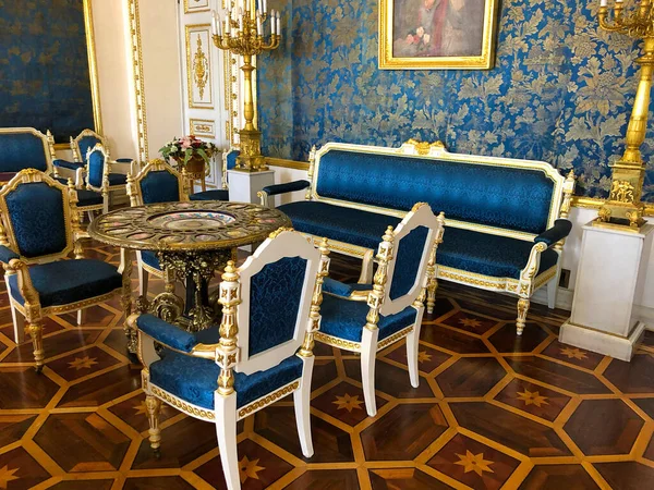 August 2019 Petersburg Russia Blue Parlour 1830 Architect Andrey Mikhailoc — 스톡 사진