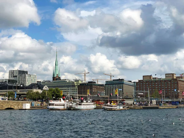 Sztokholm Szwecja Sierpnia 2019 Widok Gamla Stan Stare Miasto Ratusza — Zdjęcie stockowe