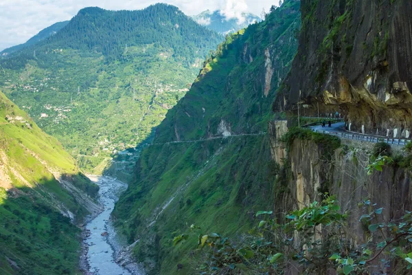 Una Strada Pericolosa Nel Distretto Kinnaur Himachal Pradesh Himachal Pradesh — Foto Stock