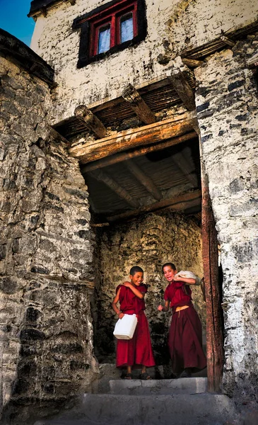 Monks Diskit Monastery Ladakh India — стокове фото