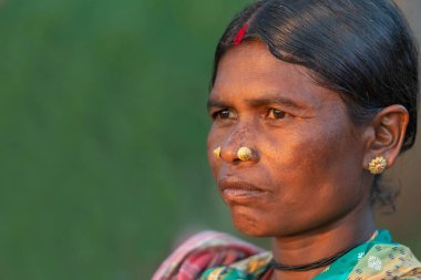 Chattisgarh, Hindistan. 12 Ekim 2016, Kabile Bayan Portresi, Dussera, Chattisgarh, Hindistan