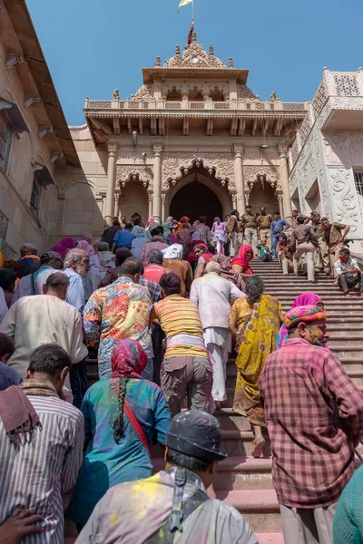 Mathura Uttarpradesh Indien Februari 2015 Barsana Temple Deltagare — Stockfoto