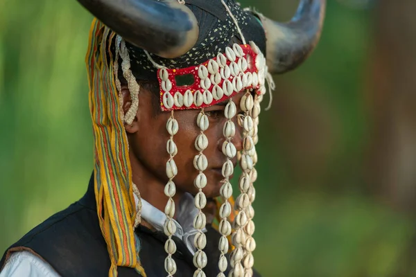 Chattisgarh India Oct 2016 Tribal Man Raditional Headgear Dussera Festival — Foto de Stock
