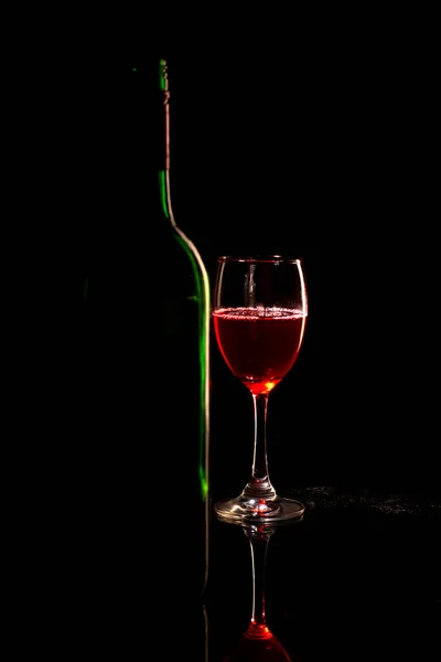 Weinglas Und Flaschensillouette Pune Maharashtra Indien — Stockfoto
