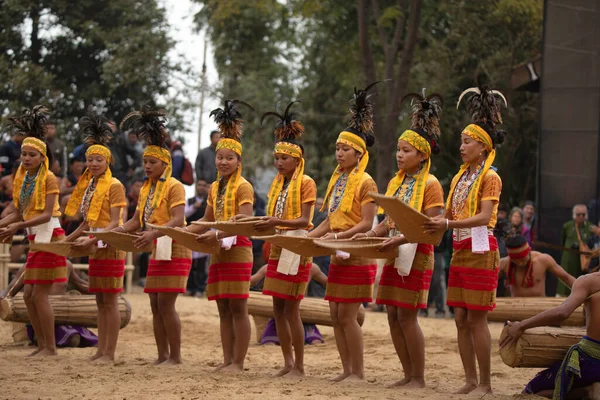 Kisama Nagaland India Prosinec 2018 Vystoupení Manipuri Pung Cholom Festivalu — Stock fotografie