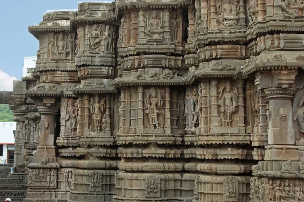 Sculture Intagliate Sulla Parete Tempio Aundha Nagnath Hingoli Maharashtra India — Foto Stock